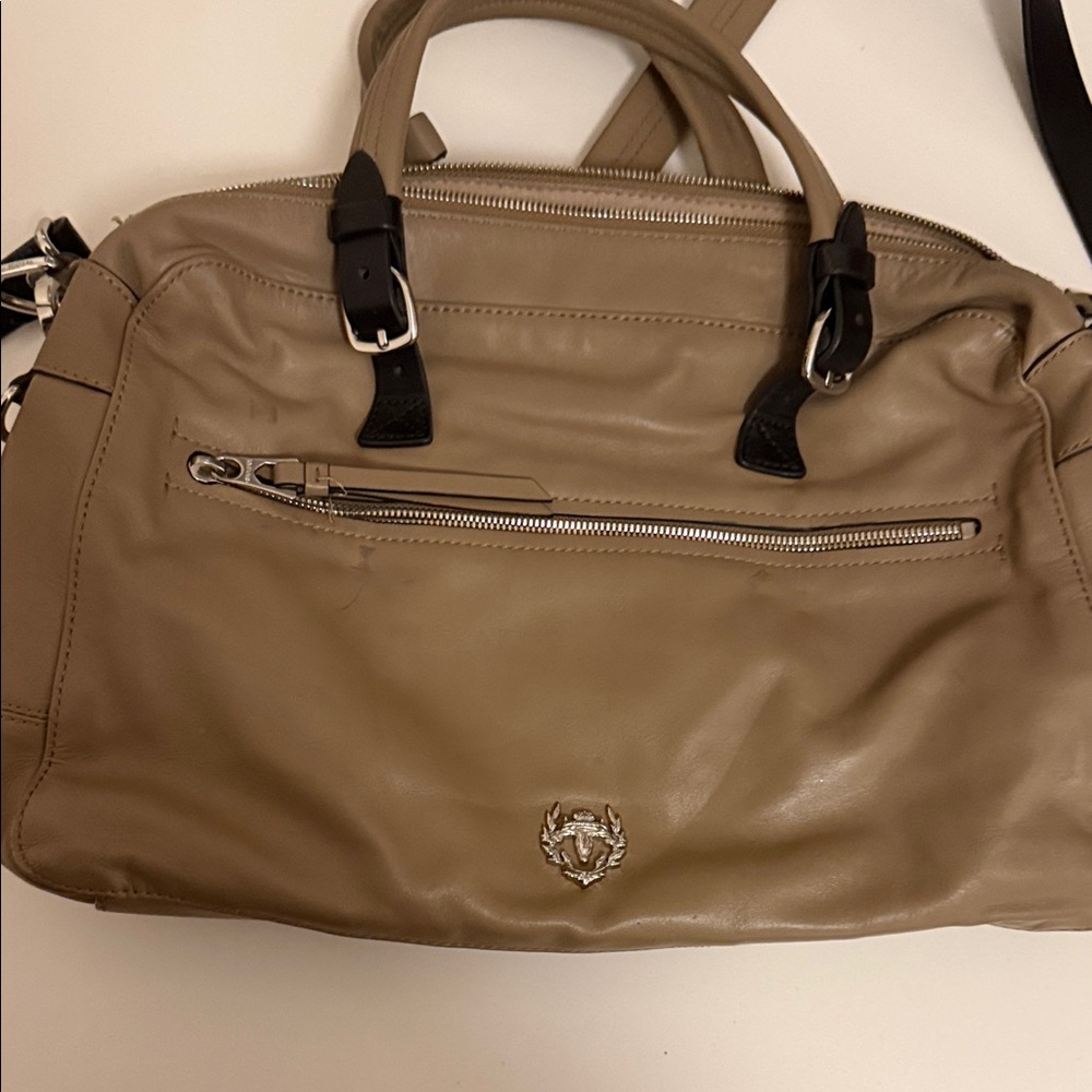 RUDSAK Tan Leather Satchel with Black Accents Soft Leather - Picture 10 of 10